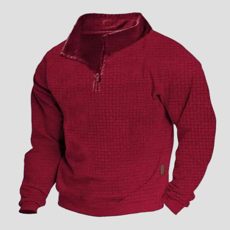 Men’s Cotton-Blend Outdoor Zip Sweatshirt with Stand Collar