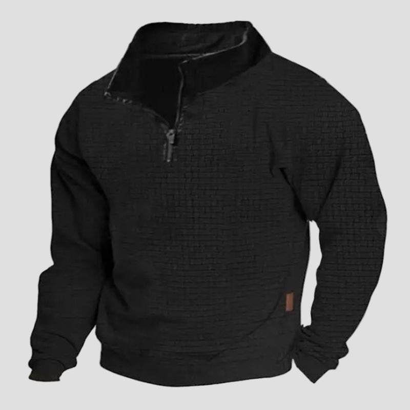 Men’s Cotton-Blend Outdoor Zip Sweatshirt with Stand Collar