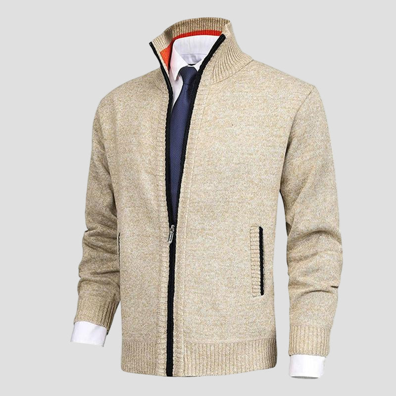 Solid Knitted Cardigan with Collar