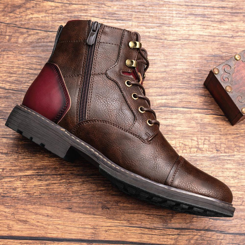 Men’s Patchwork Leather Ankle Boots