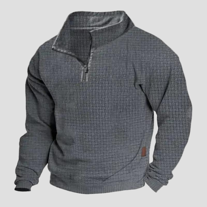 Men’s Cotton-Blend Outdoor Zip Sweatshirt with Stand Collar