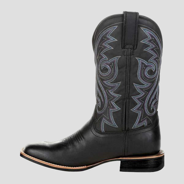Vintage High Leather Boots with Embroidery