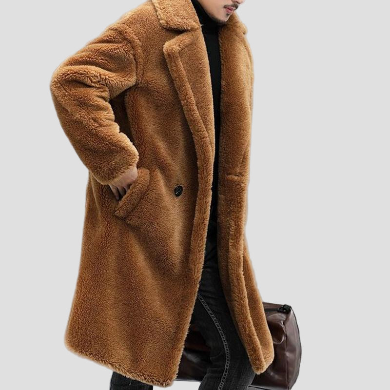 Long Plush Teddy Coat in Solid Colour