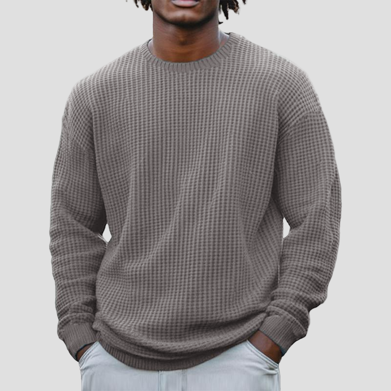 Men’s Solid Waffle Crewneck Sweatshirt