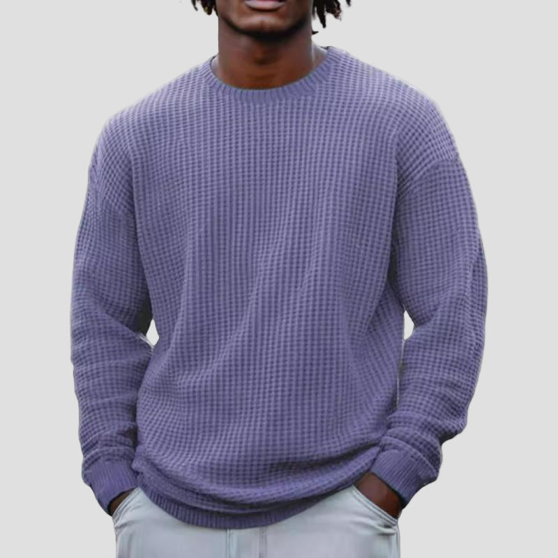 Men’s Solid Waffle Crewneck Sweatshirt
