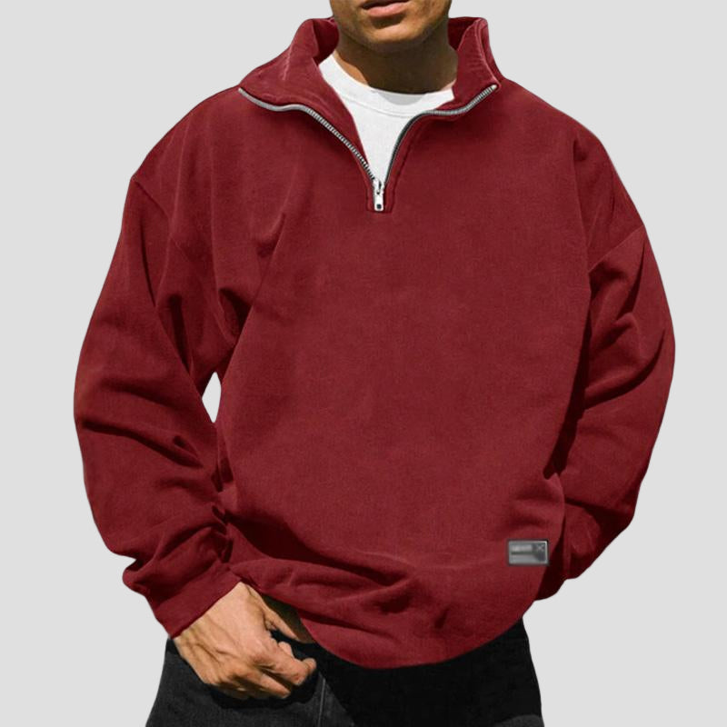 Men’s Relaxed Fleece Sweatshirt with Stand Collar