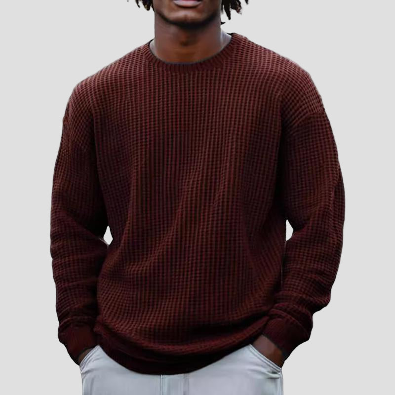 Men’s Solid Waffle Crewneck Sweatshirt