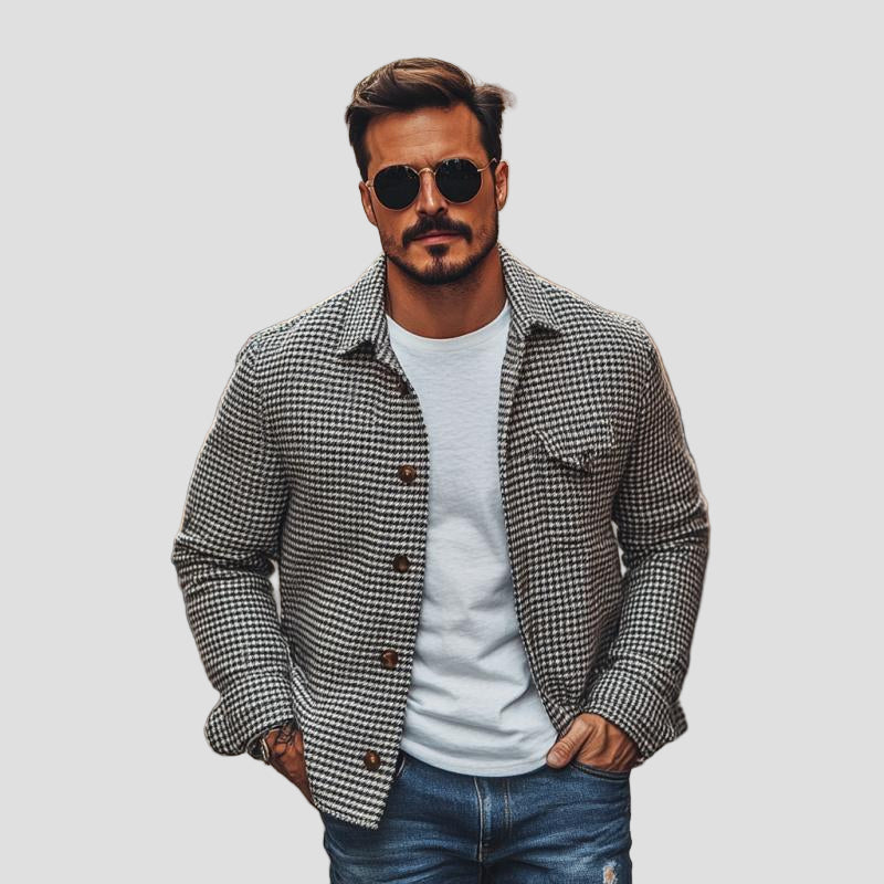 Vintage Houndstooth Overshirt Jacket