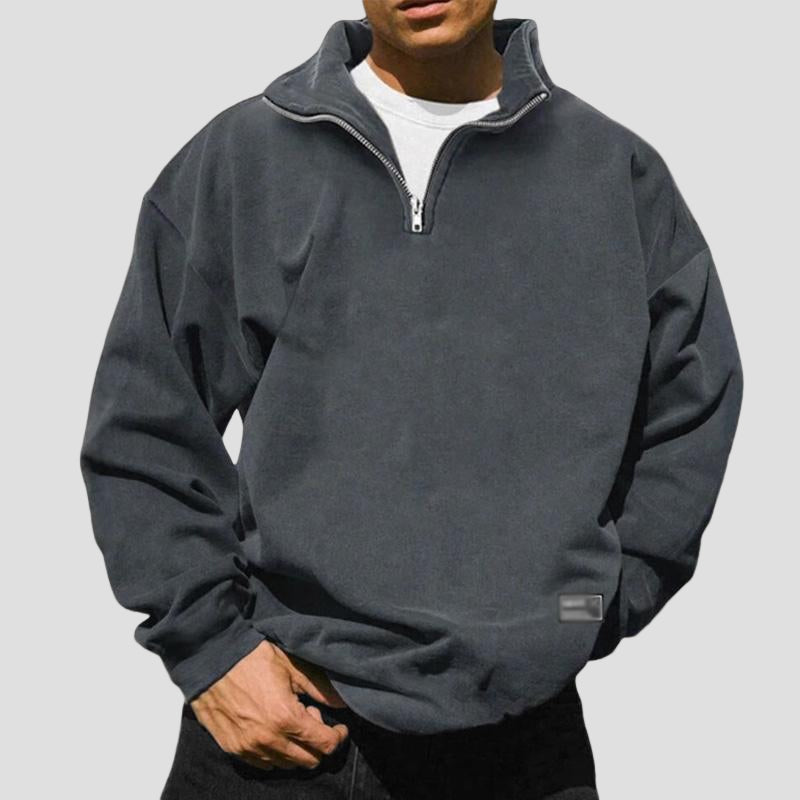Men’s Relaxed Fleece Sweatshirt with Stand Collar