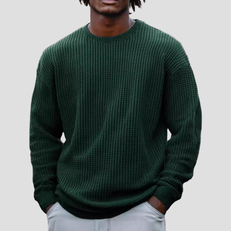 Men’s Solid Waffle Crewneck Sweatshirt