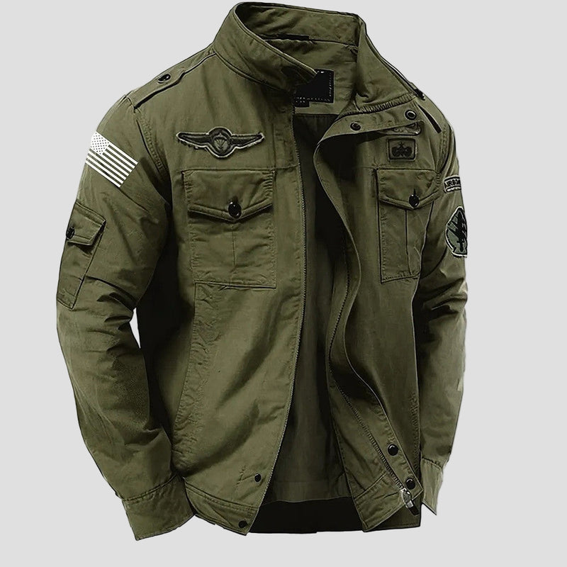 Embroidered Cotton Military Jacket
