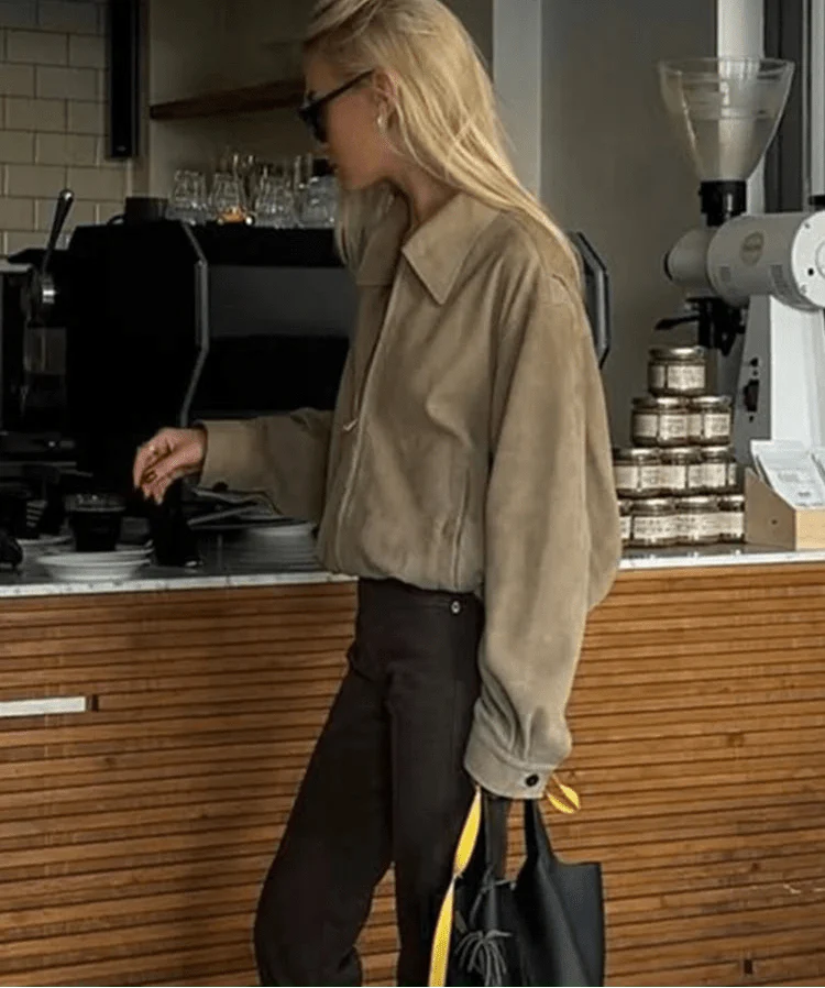 Emily Suede Bomber Jacket