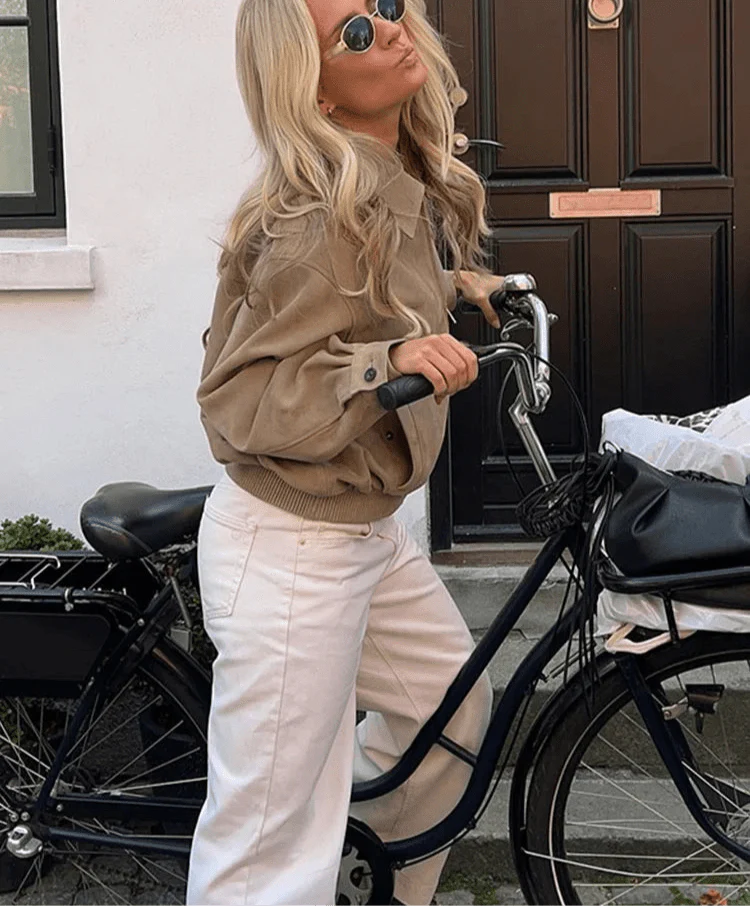 Emily Suede Bomber Jacket