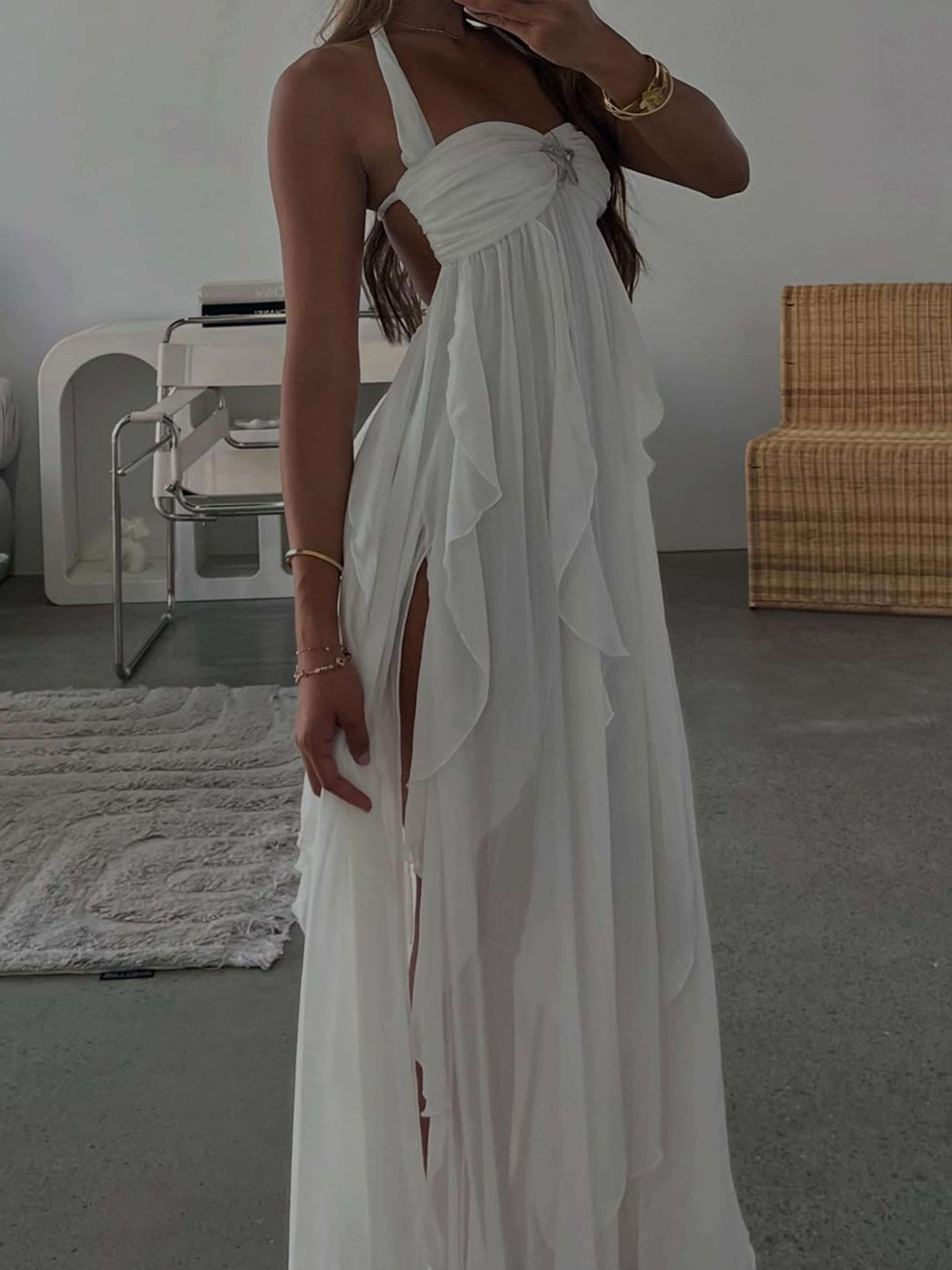 Karen Ruffle Maxi Dress