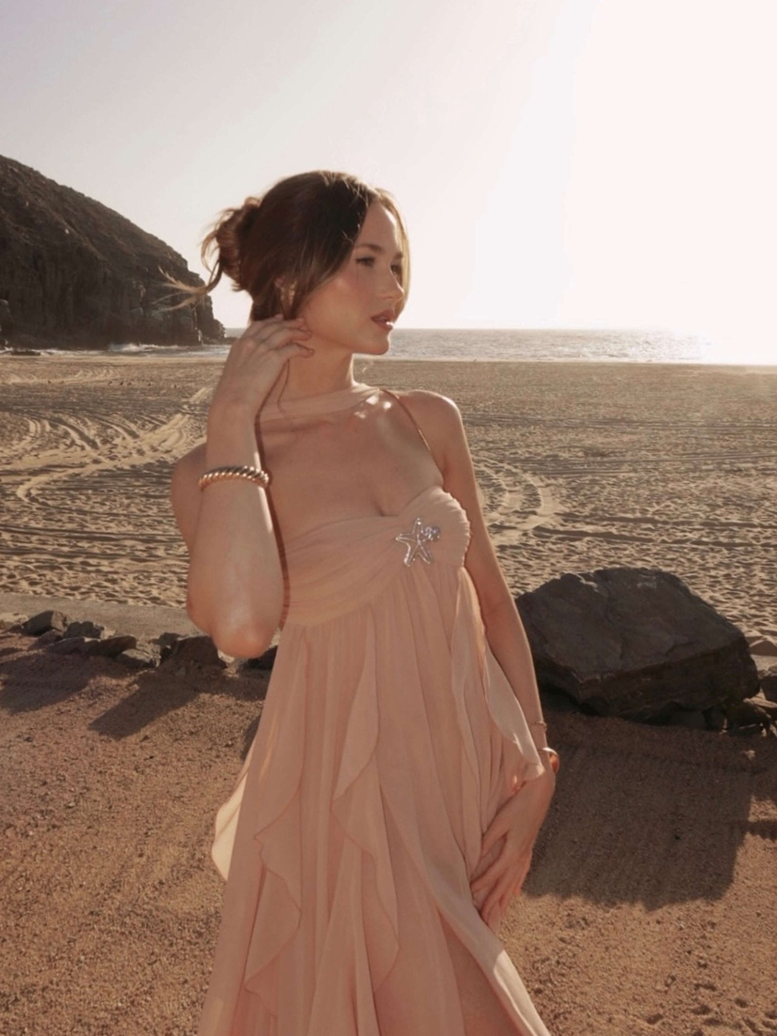 Karen Ruffle Maxi Dress