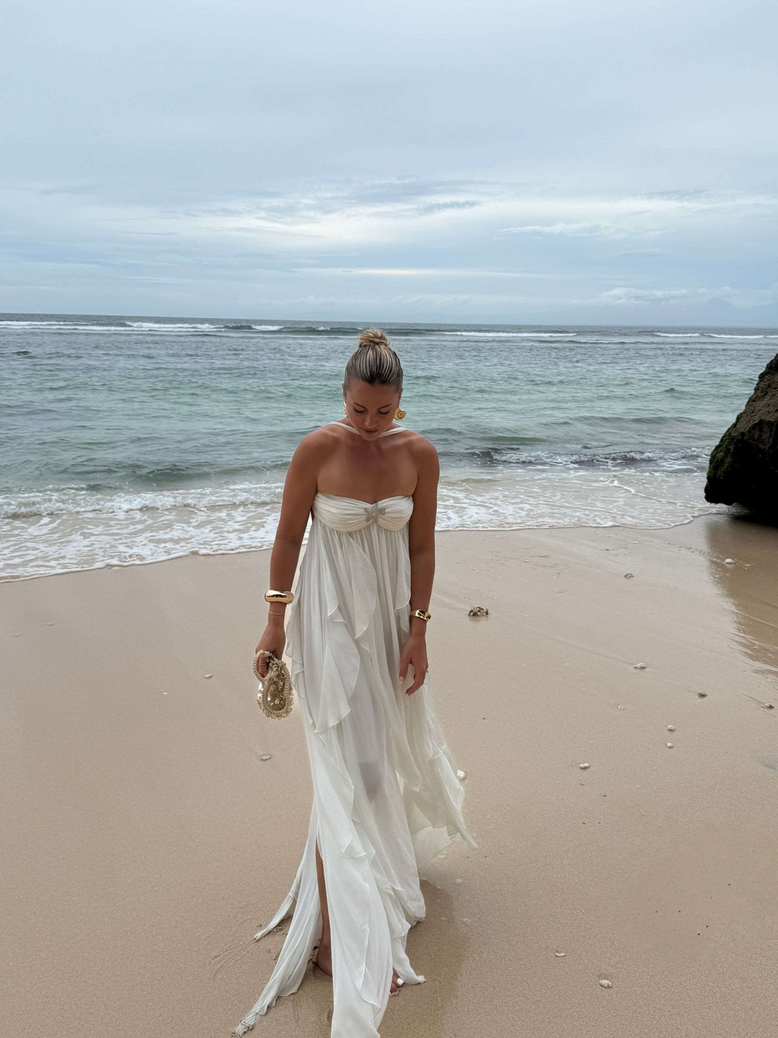 Karen Ruffle Maxi Dress