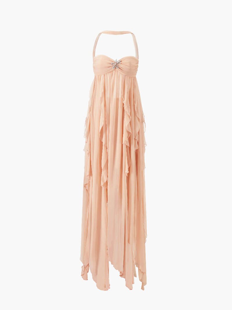 Karen Ruffle Maxi Dress