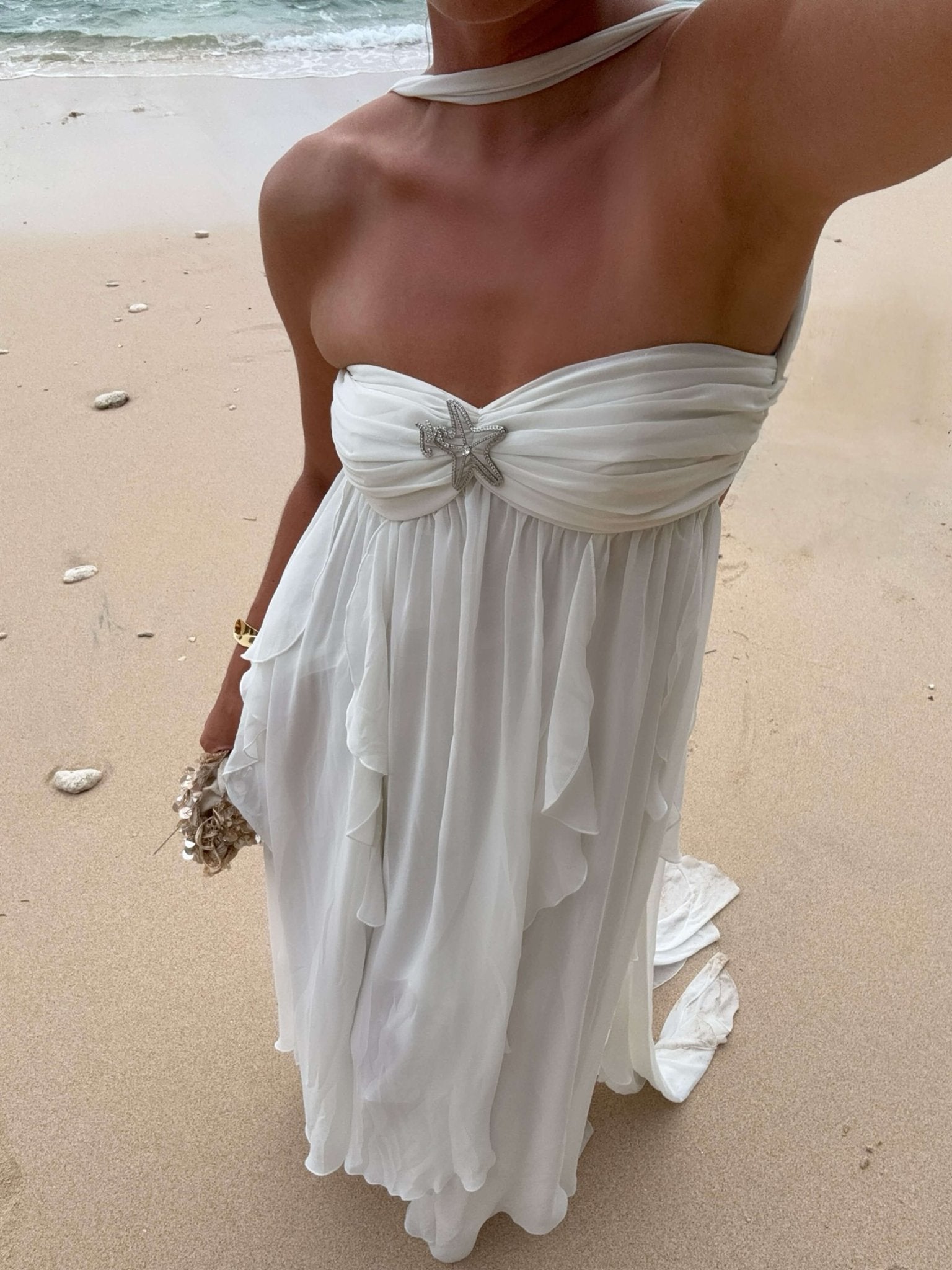 Karen Ruffle Maxi Dress