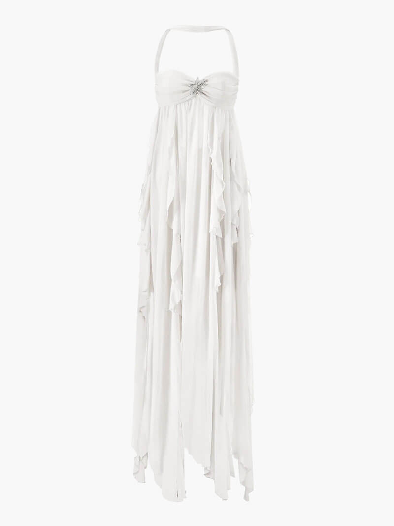 Karen Ruffle Maxi Dress