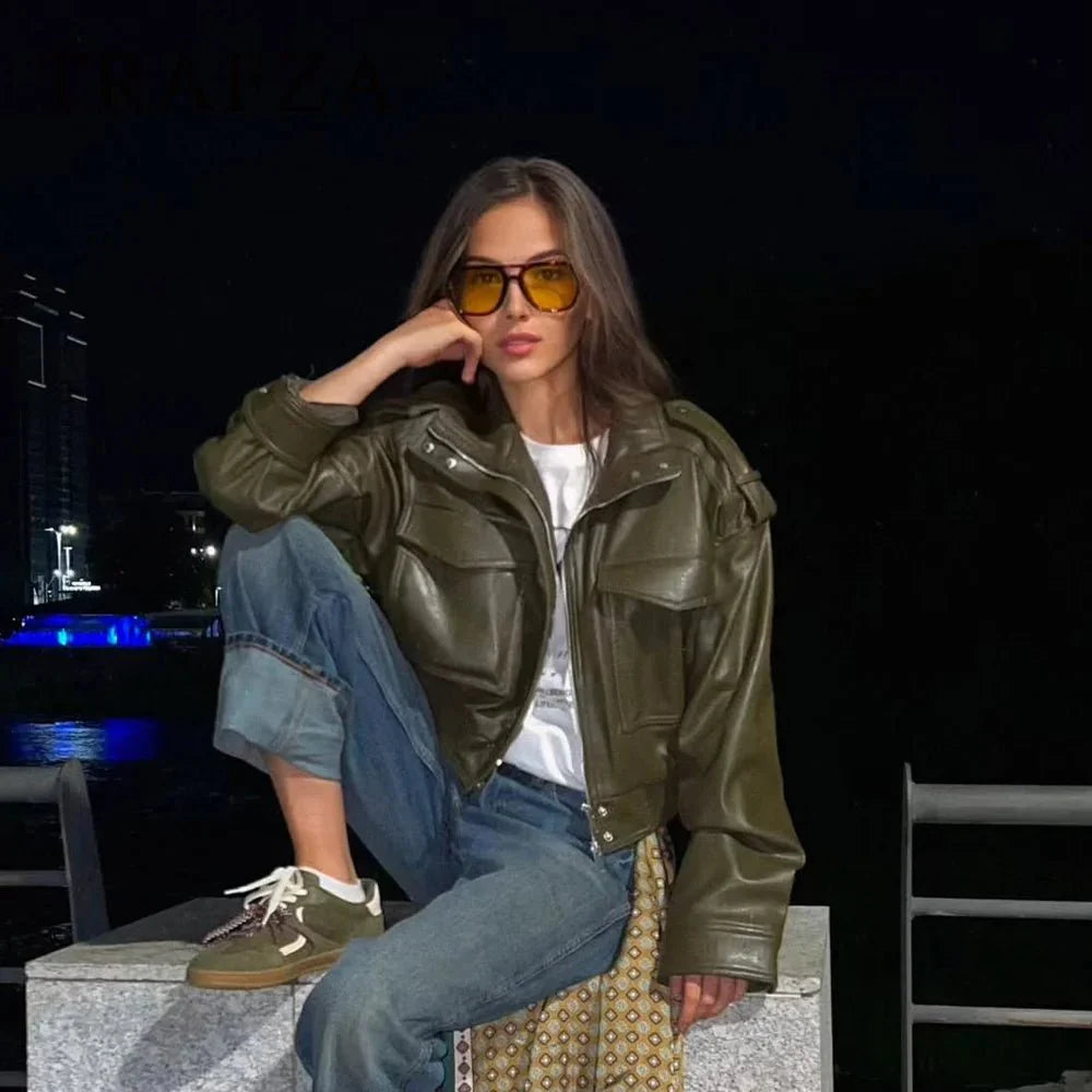 Leila Faux Leather Jacket