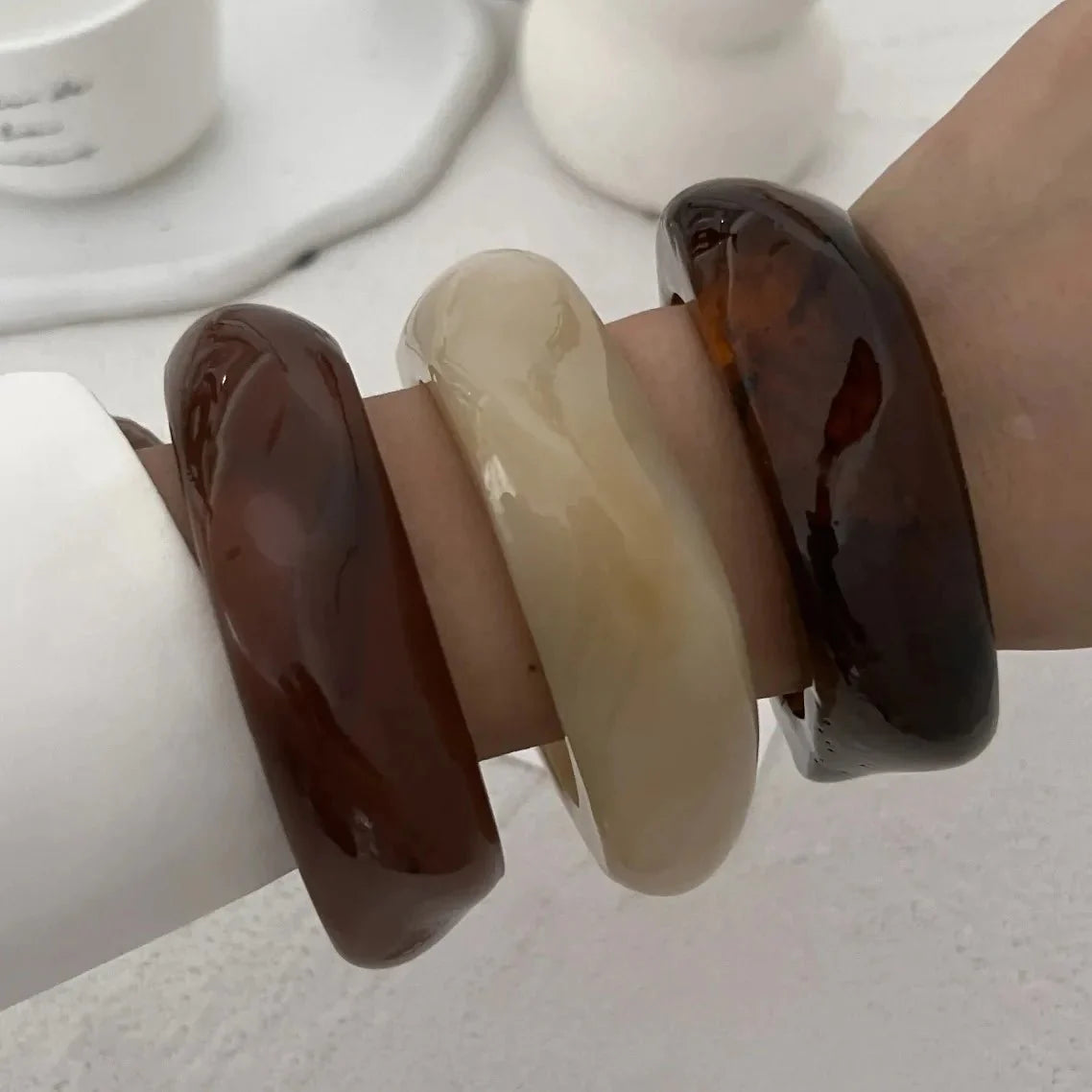 Geometric Acrylic Bangle Set