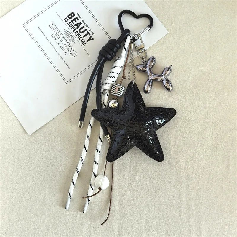 Vegan Leather Star Keychain Pendant