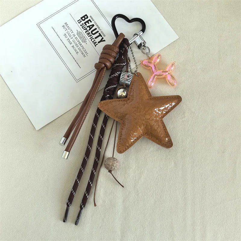 Vegan Leather Star Keychain Pendant
