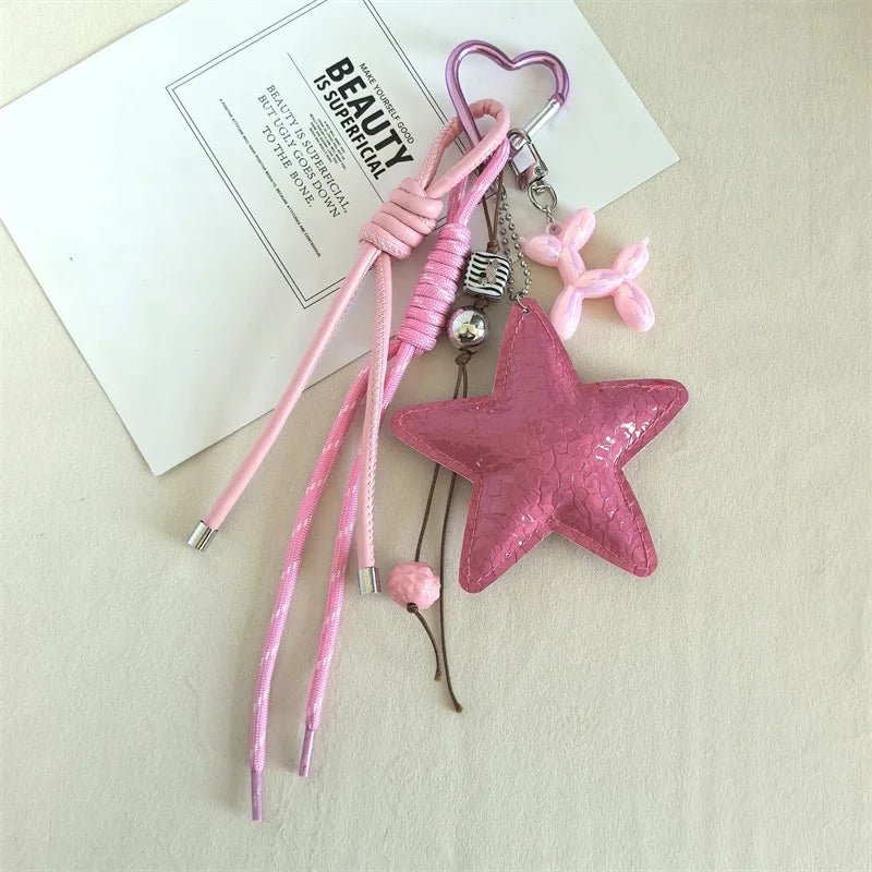 Vegan Leather Star Keychain Pendant