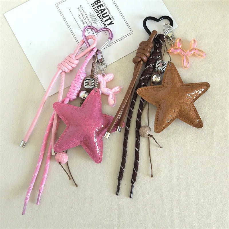 Vegan Leather Star Keychain Pendant