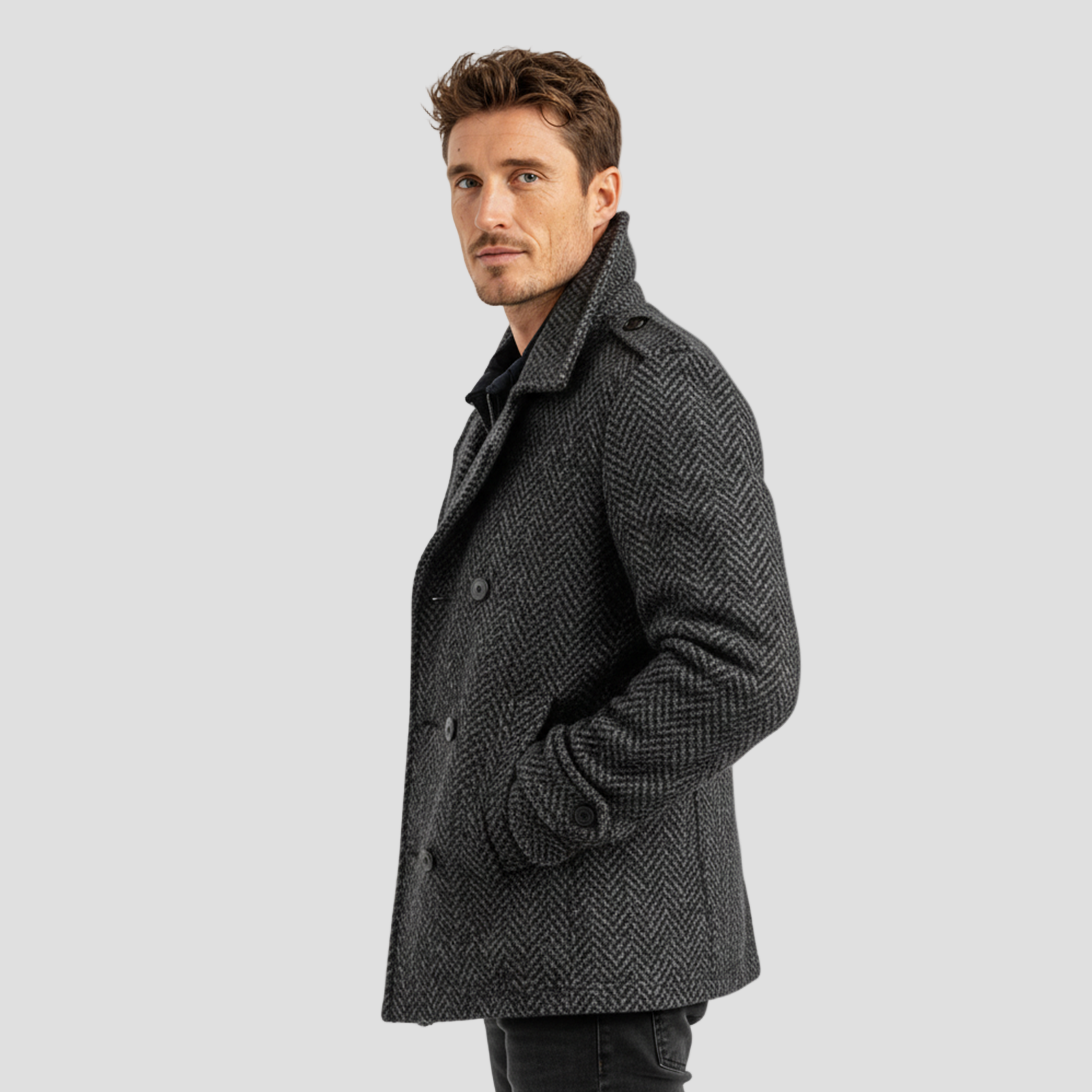 Herringbone Wool Coat