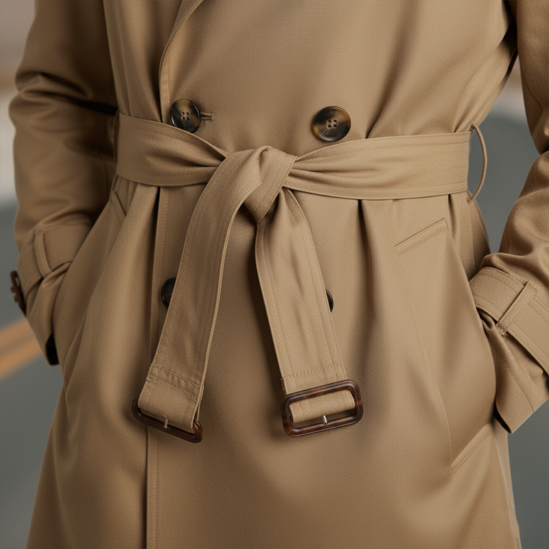 Classic Twill Cotton Men’s Trench Coat