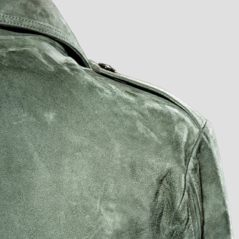 Retro Suede Jacket with Collar and Zip