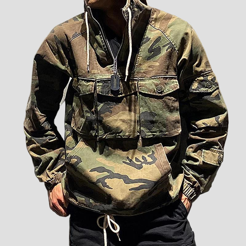 Men’s Camo Outdoor Jacket with Multiple Pockets