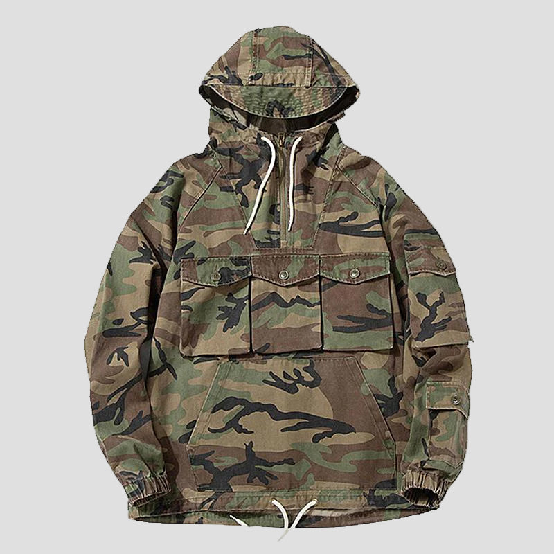 Men’s Camo Outdoor Jacket with Multiple Pockets