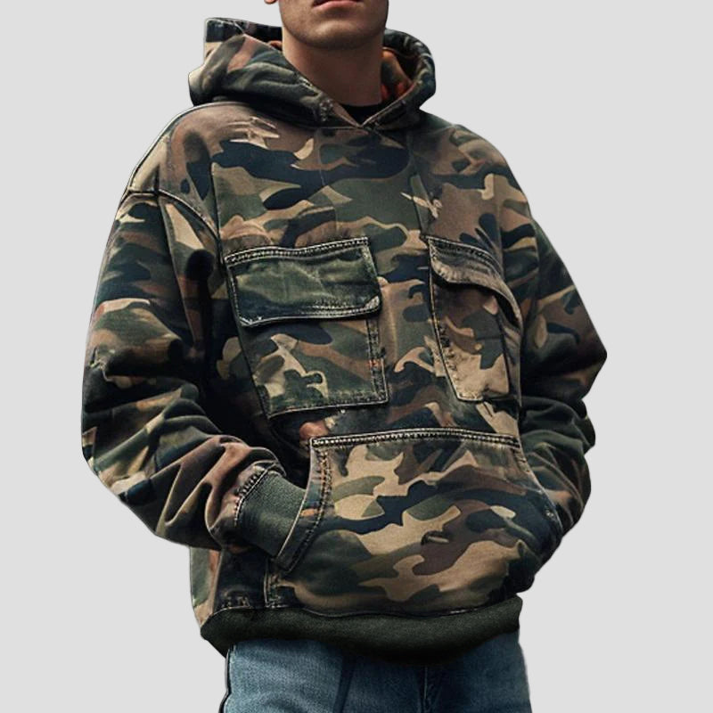 Men’s Vintage Camouflage Cotton-Blend Sweatshirt