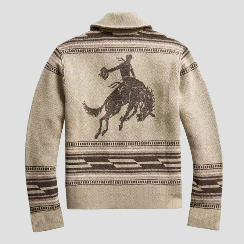 Jacquard Knitted Cardigan with Collar