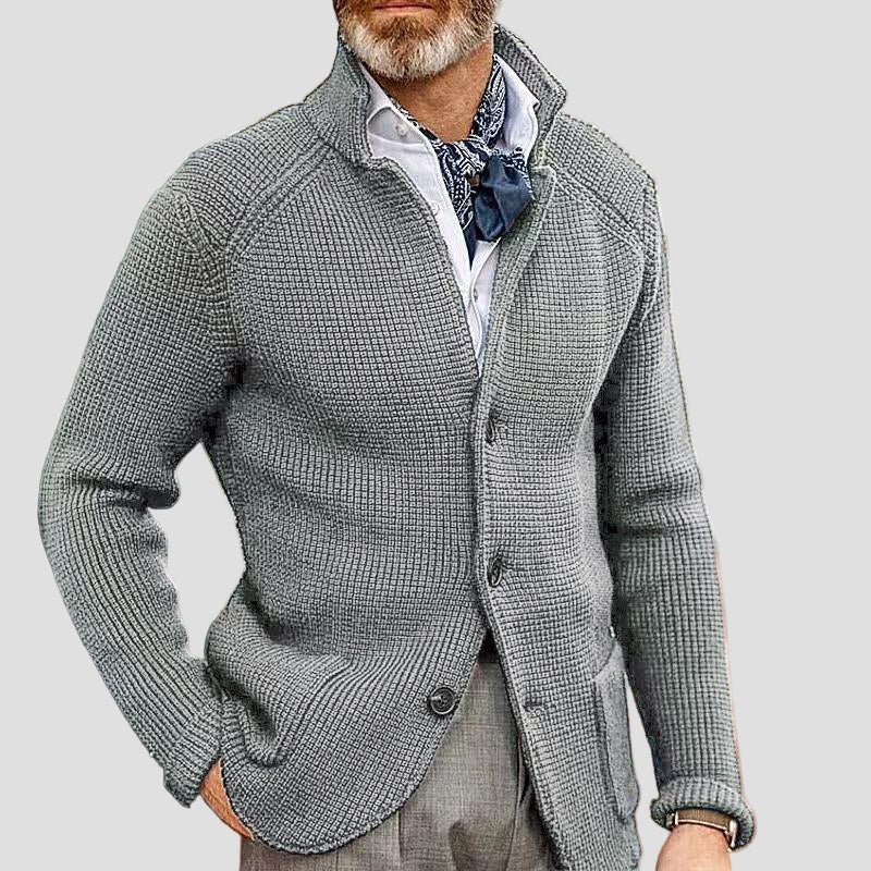 Knitted Blazer-Style Cardigan with Pockets