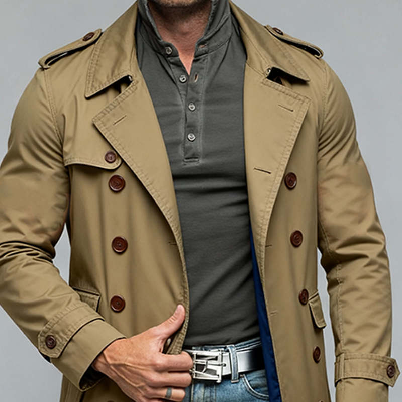 Double-Breasted Cotton Men’s Coat