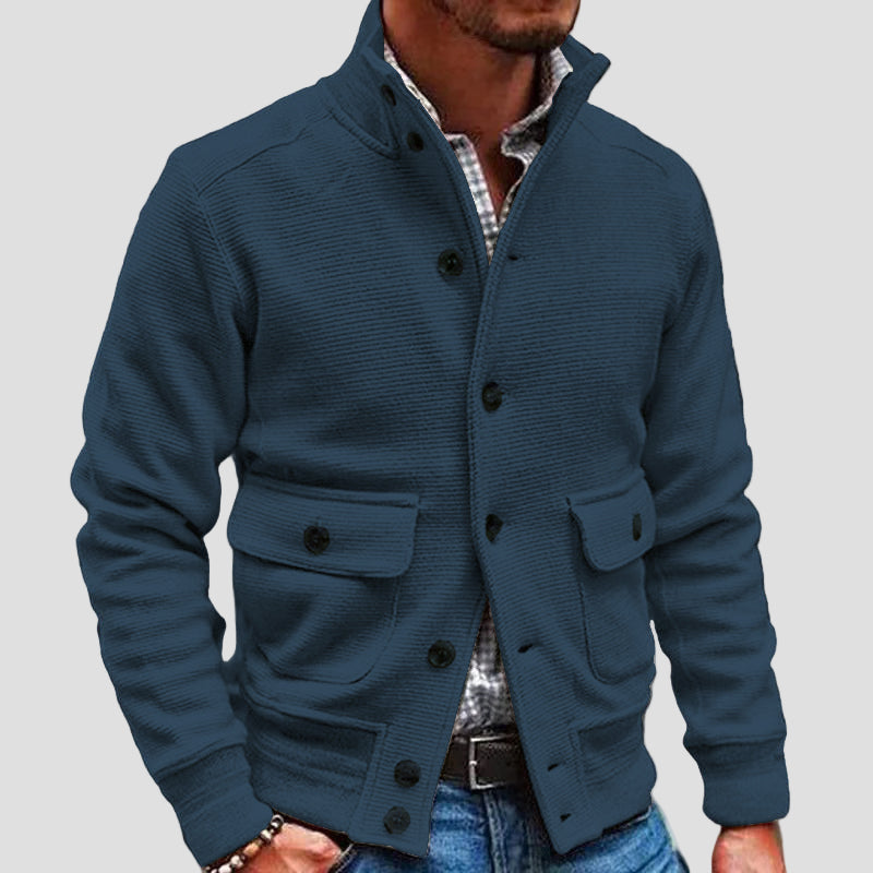 Men’s Solid Colour Jacket with Stand Collar
