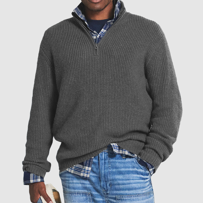 Men's Cashmere Business-Casual Zip Sweater