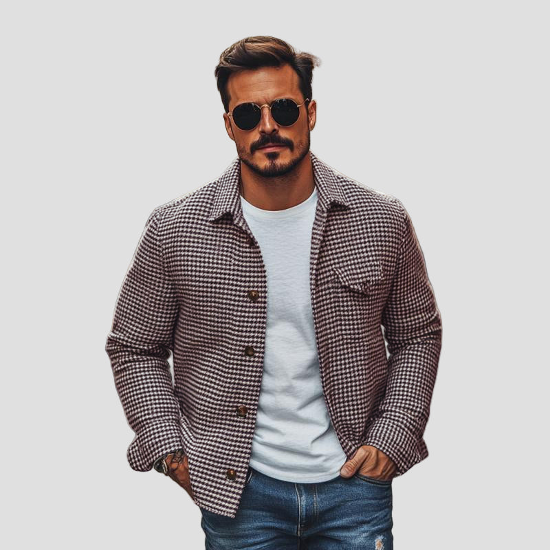 Vintage Houndstooth Overshirt Jacket