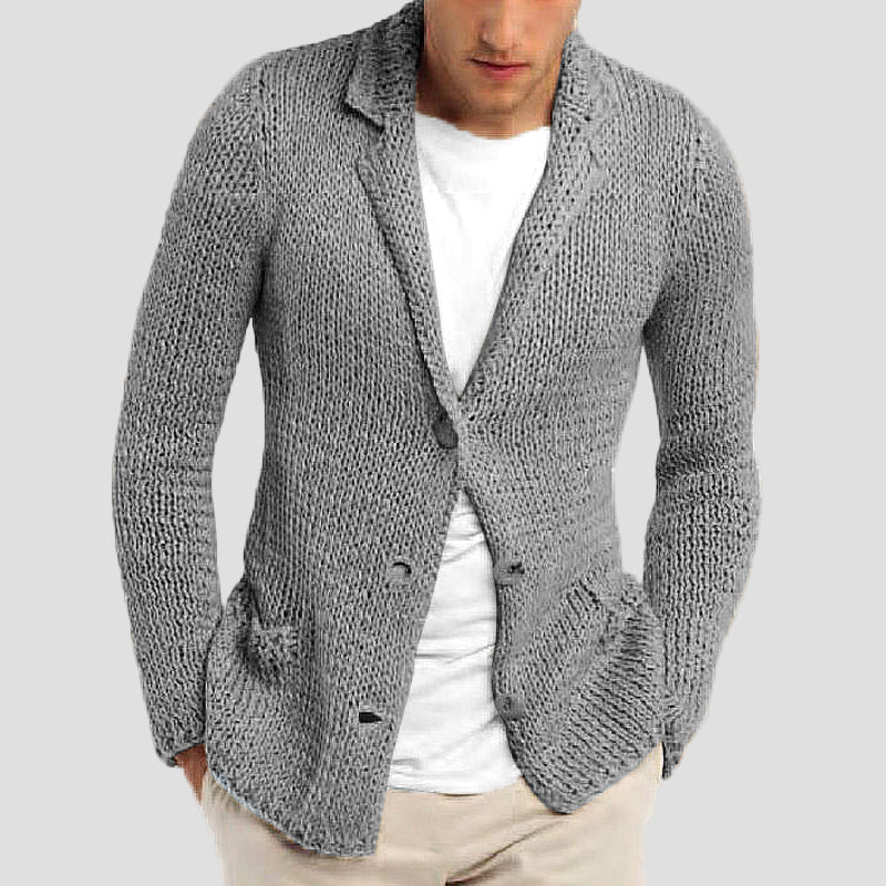 Retro Knitted Cardigan with Pockets and Collar