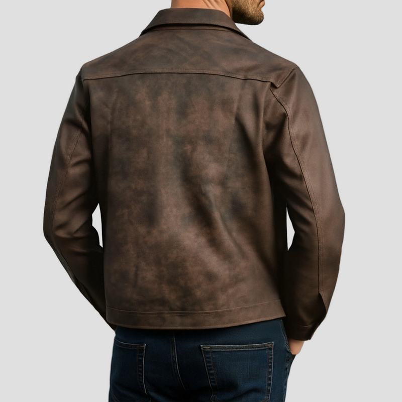 Classic Leather Jacket with Zip