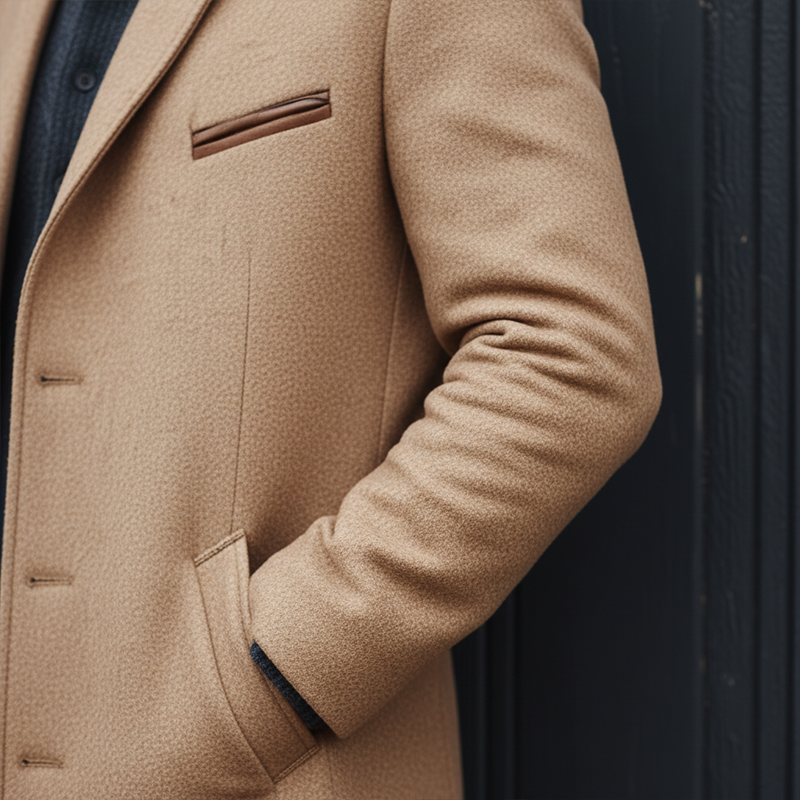 Mid-Length Straight Wool Men’s Coat