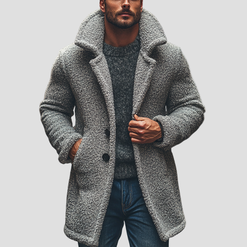 Elegant Men’s Coat with Plush Lining and Collar