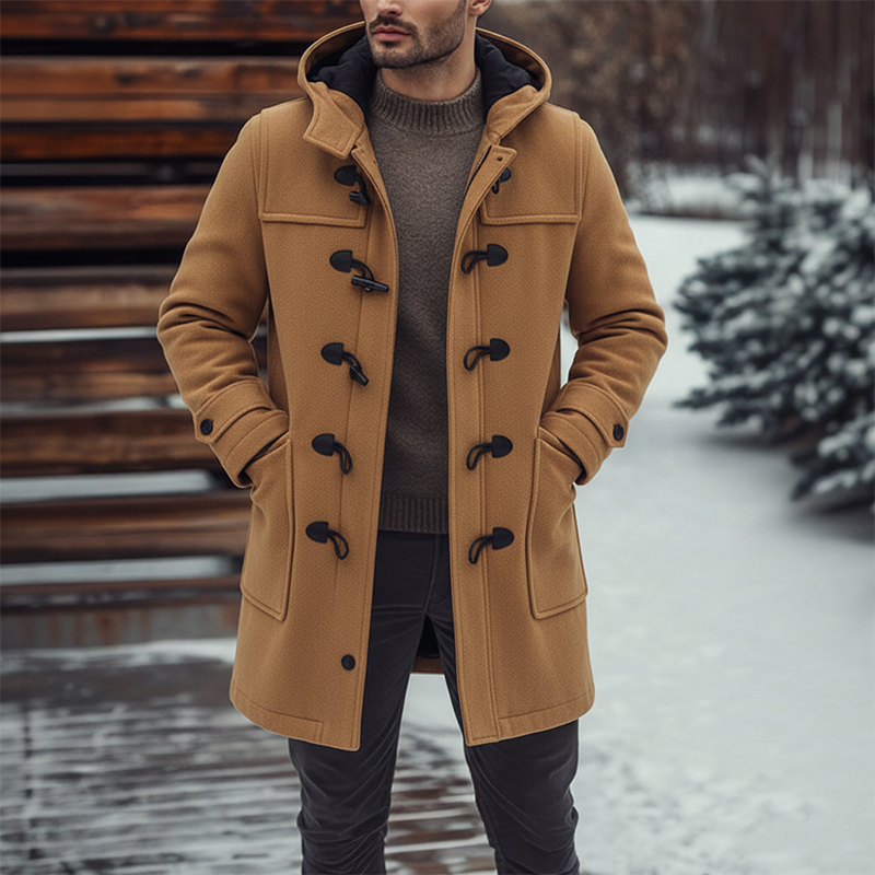 Wool Men’s Coat with Hood