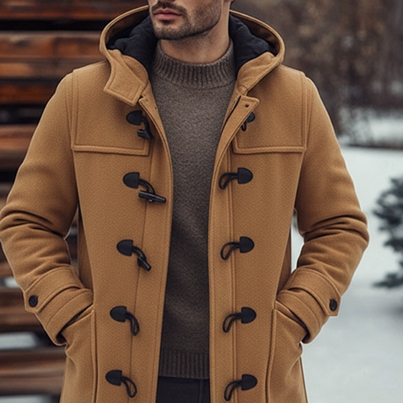 Wool Men’s Coat with Hood