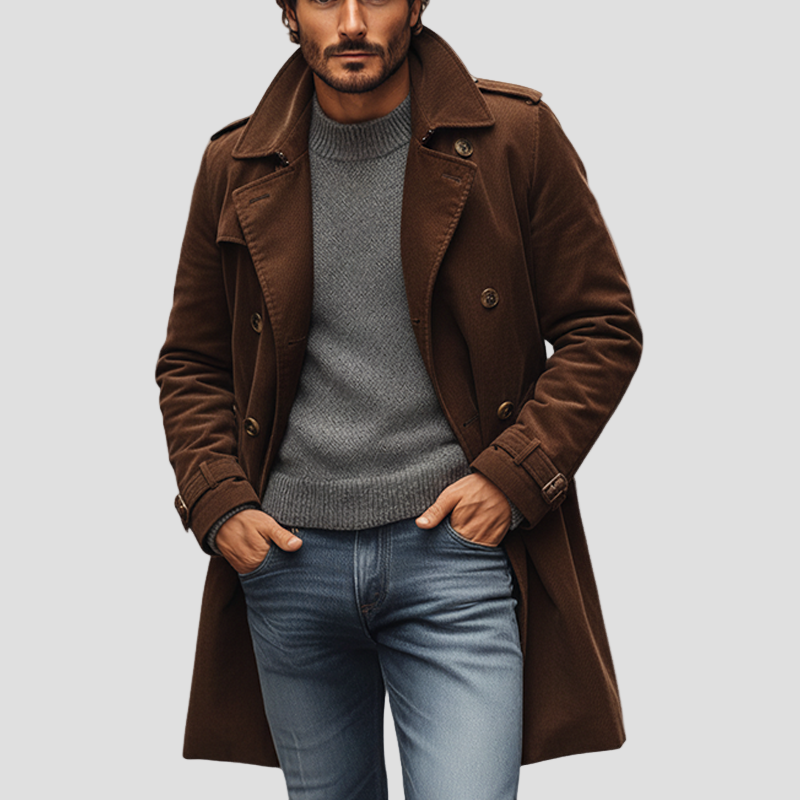 Warm Corduroy Winter Men’s Overcoat