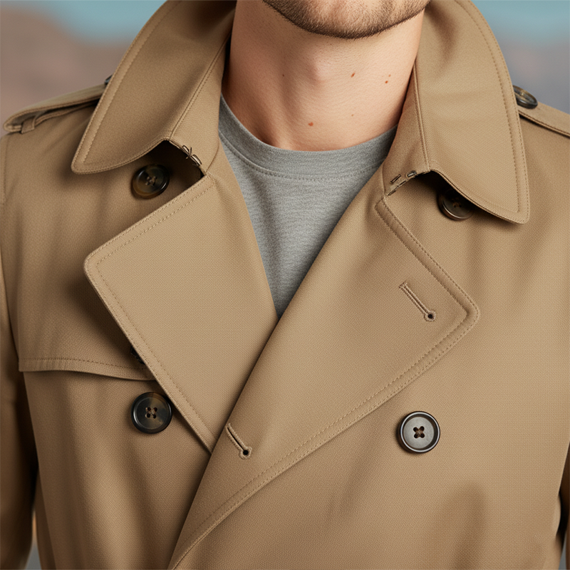Classic Twill Cotton Men’s Trench Coat