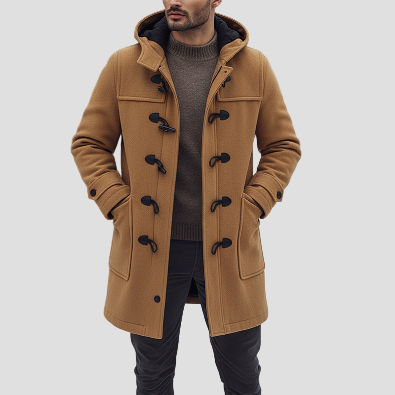 Wool Men’s Coat with Hood